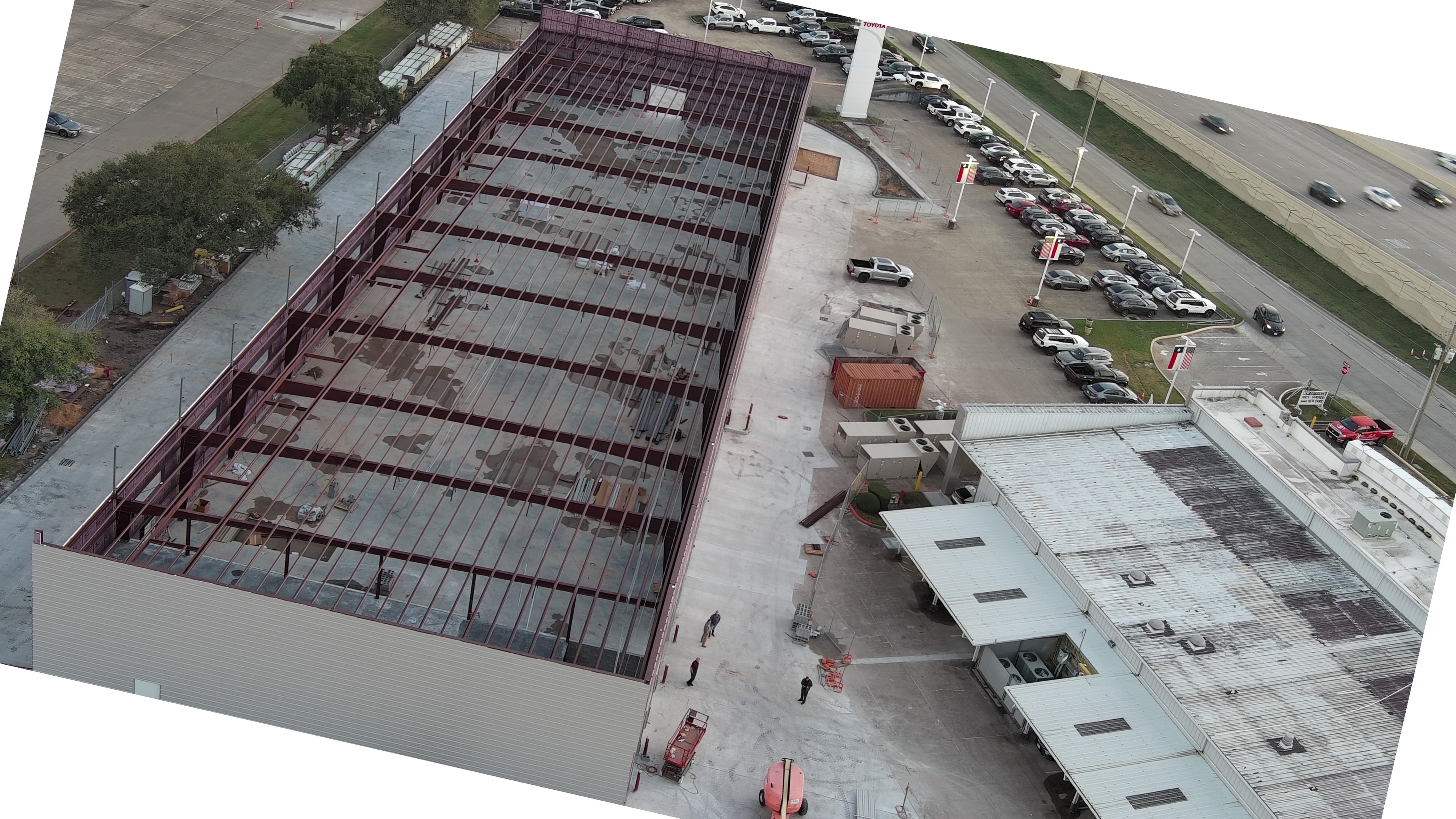 Before — steel frame construction aerial drone photography, Gillespie County TX